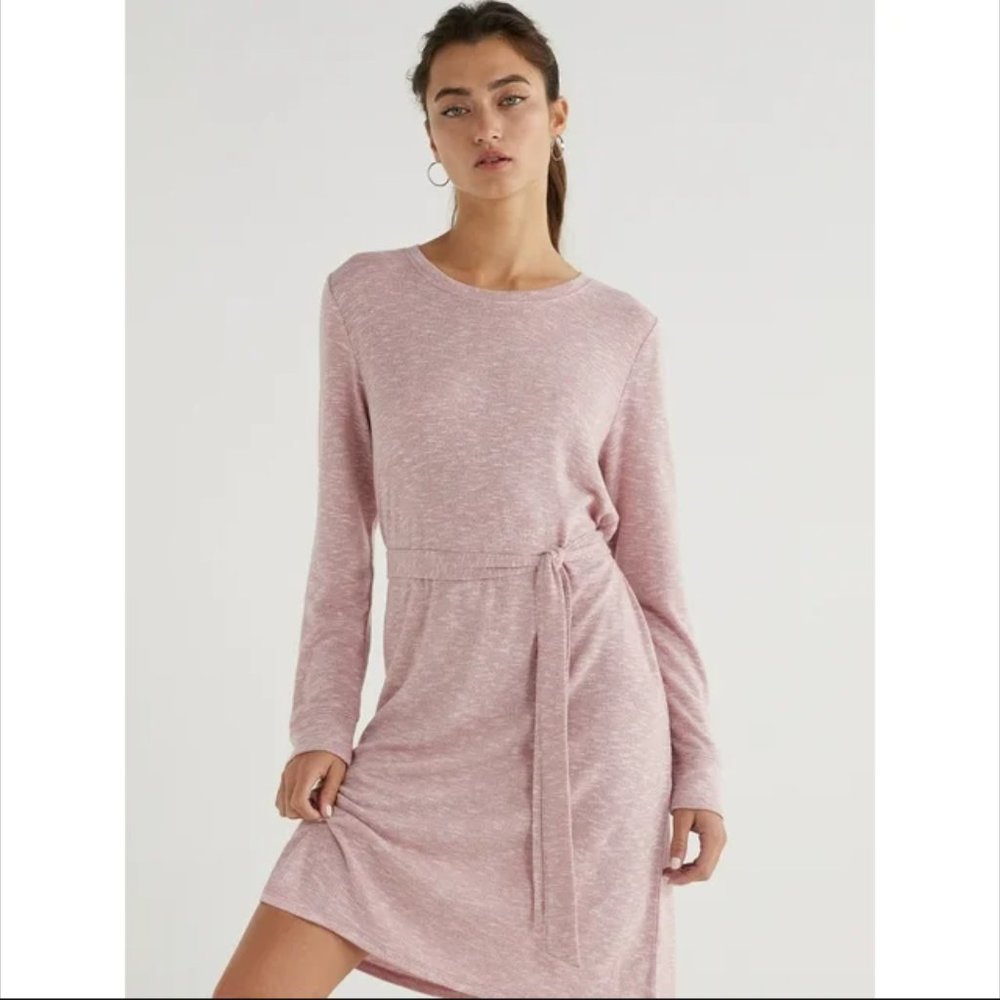 Time and Tru Women's Long Sleeve Belted Hacci Dress, Size M 8-10
